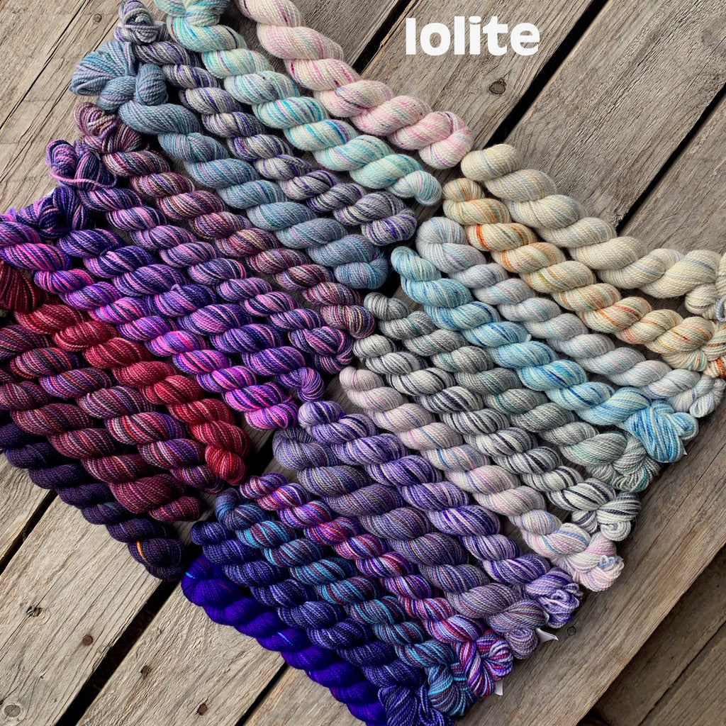 Koigu yarn pack of 25 mini-skeins of yarn, colorway Iolite